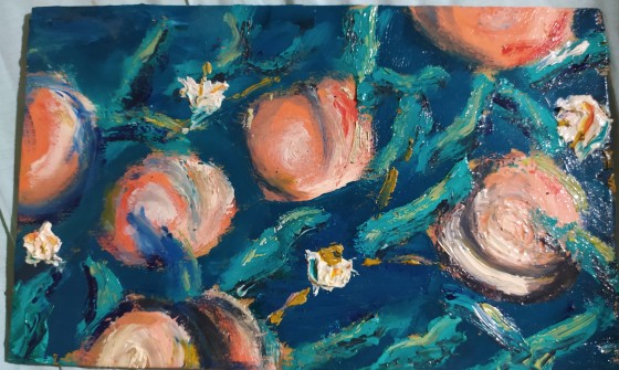 Картина маслом персиковый сад 