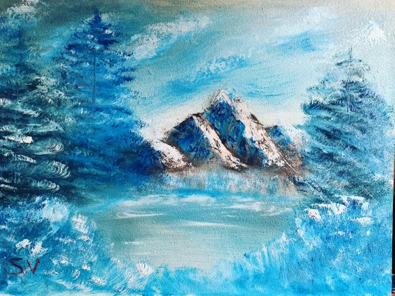 Картина маслом Зима