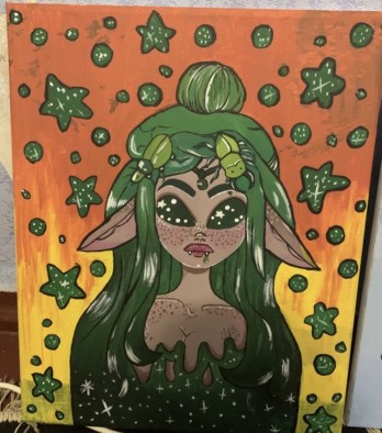 Картина в смешанной технике Инопланетное существо 