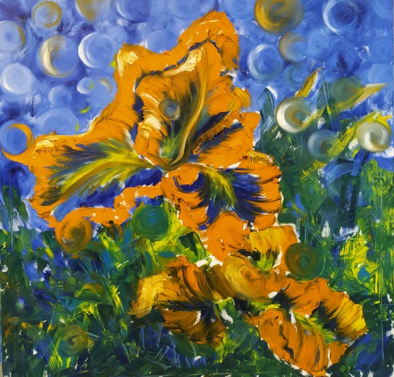 Картина маслом Півники