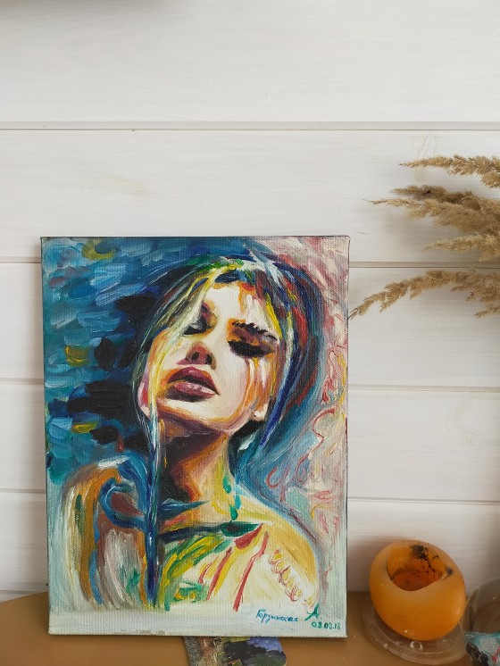 Картина маслом девушка и цвета