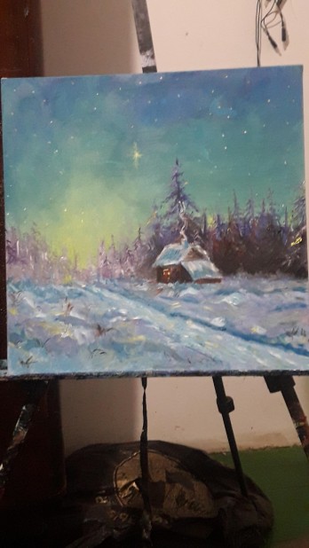 Картина маслом Зима