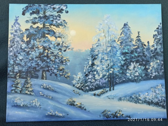 Картина маслом Зимний лес