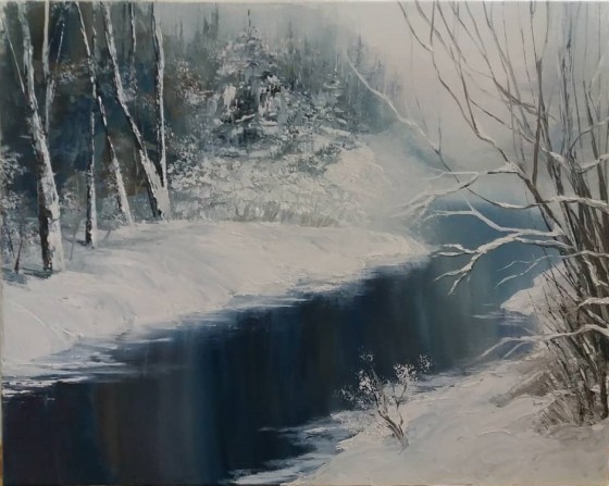 Картина маслом Зимний пейзаж