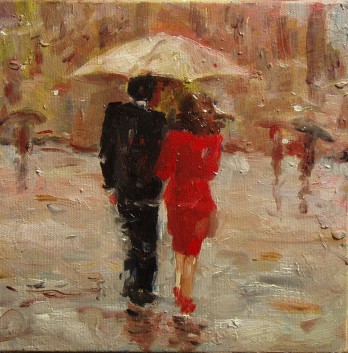 Картина маслом Под дождем