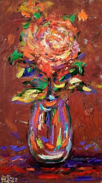 Картина маслом Вечерняя роза.2021