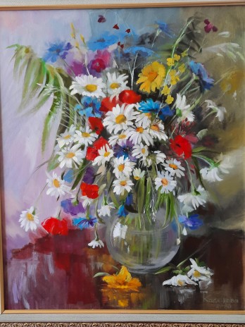 Картина маслом "Полевые цветы"