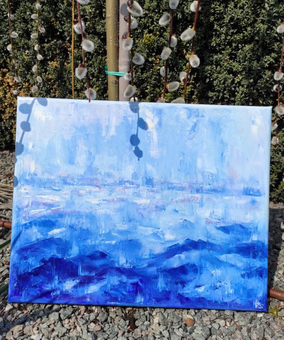 Картина маслом Дождь на море