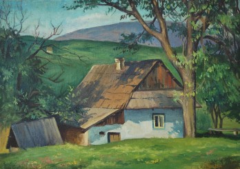 Картина маслом Хата в Карпатах