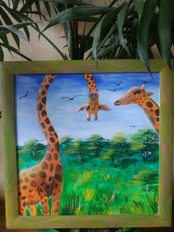 Картина акрилом Веселые жирафы