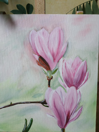 Картина акрилом Магнолия