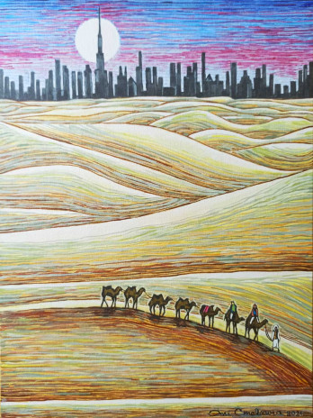 Картина акрилом "А караван іде! "