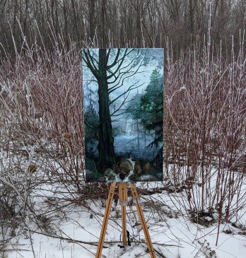 Картина маслом Туманный лес 