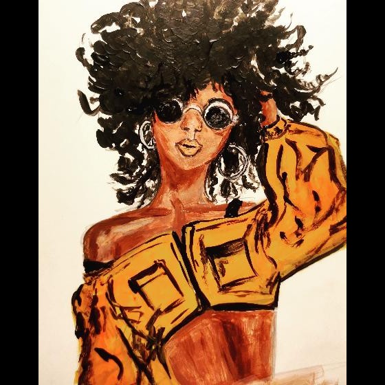 Картина акрилом Афро