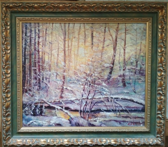 Картина маслом Зима в лесу
