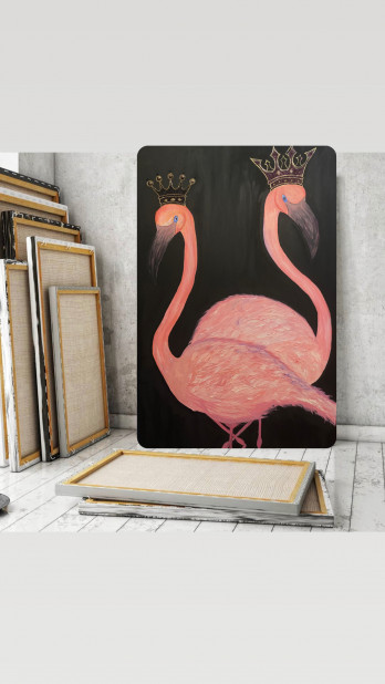 Картина в смешанной технике Фламинго 