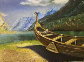Картина маслом Горное озеро 