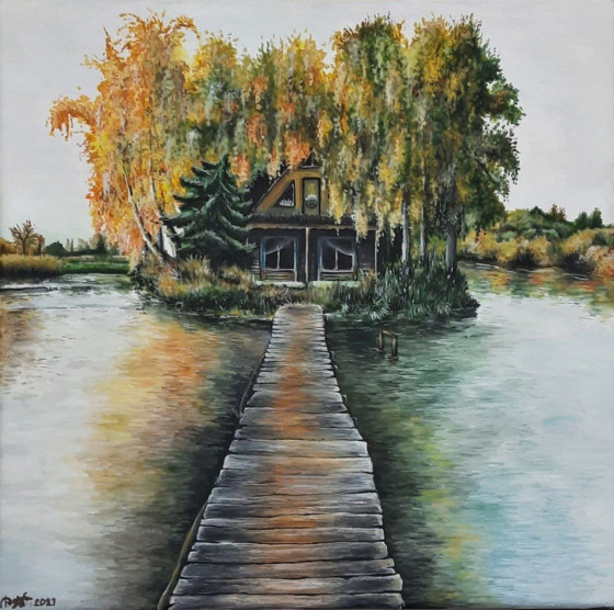 Картина гуашью Дом Рыбака