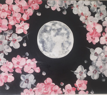 Картина маслом Луна-орхидея 